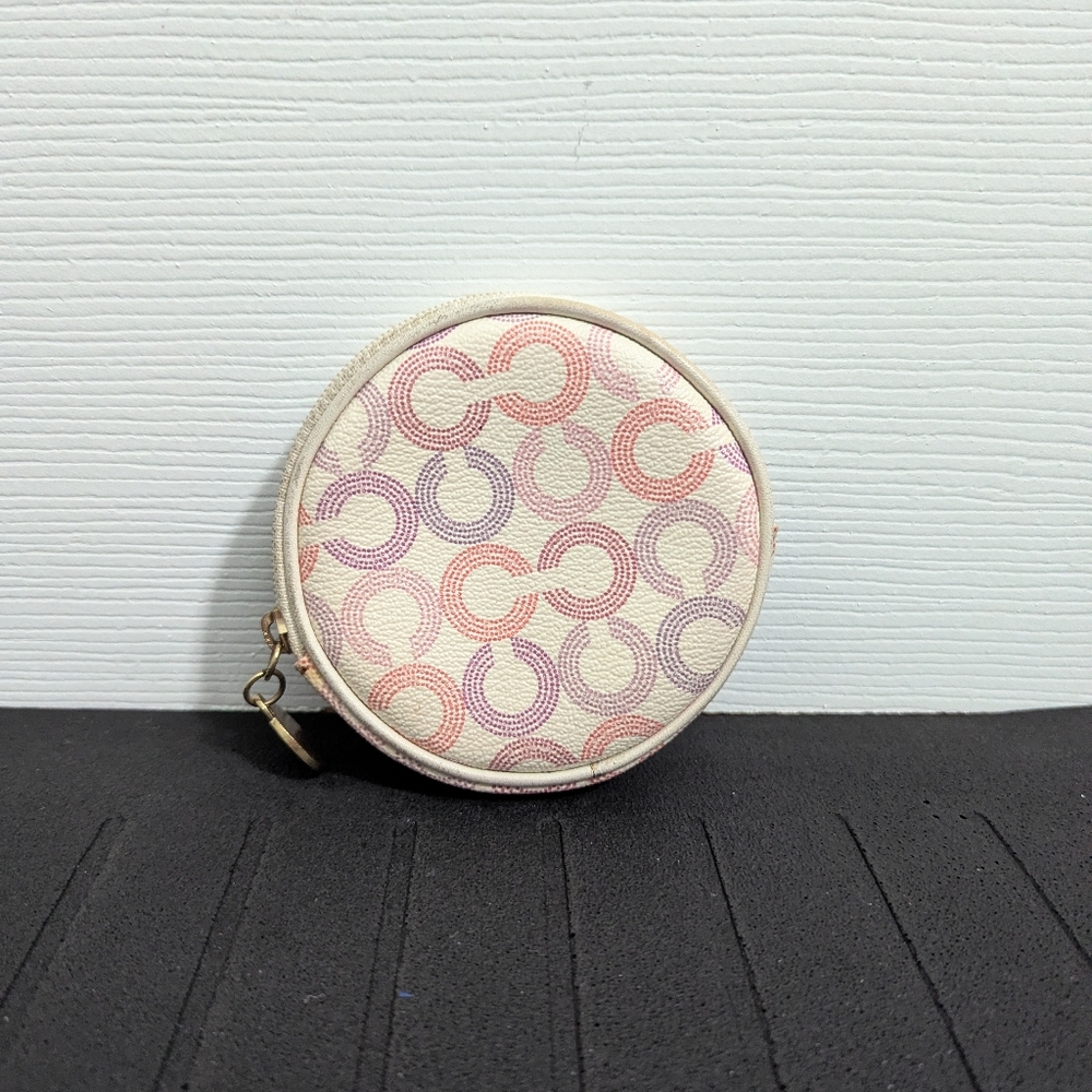 Coach Pink and Cream Patterned Coin Purse
